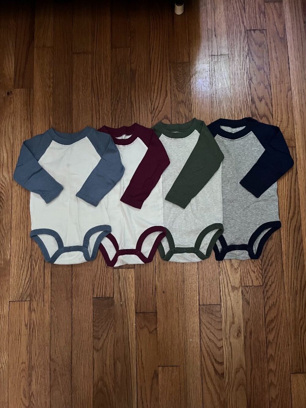 Baby Raglan Long Sleeve Onesie LOT, 12 Months